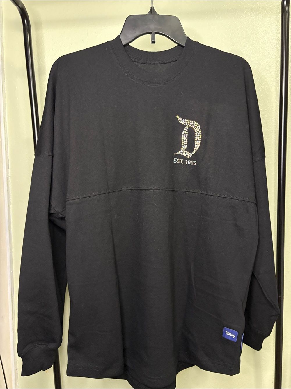 NWT Disneyland Black Rhinestone Spirit Jersey Crewneck - Size S